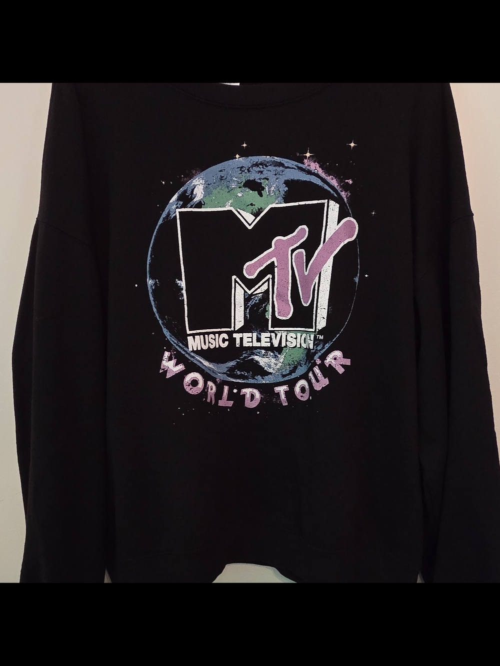 MTV Black Tee with Pink and Mint Globe Graphic Unisex